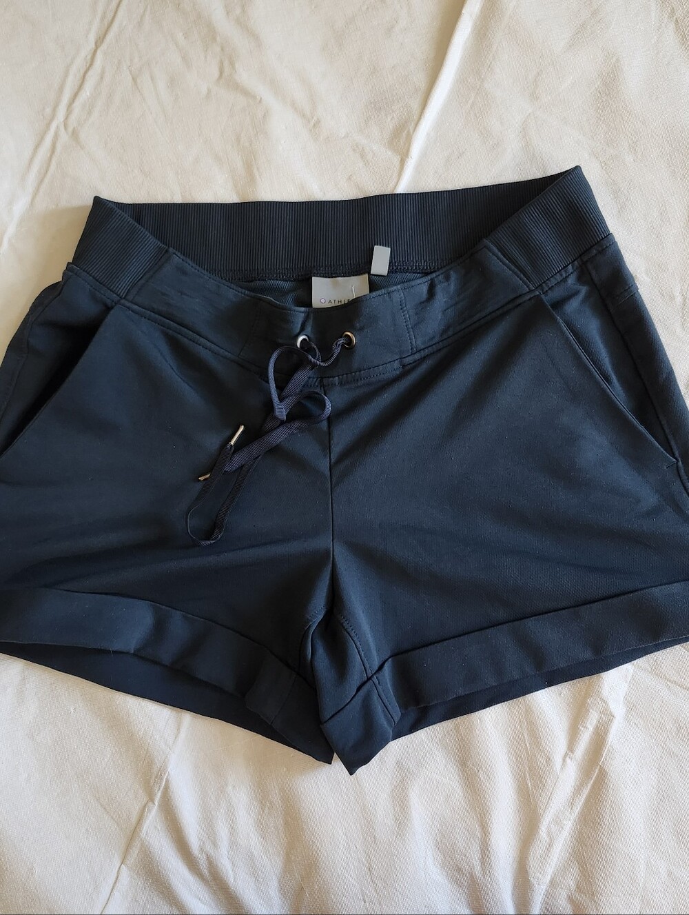 Athleta Navy Drawstring Athletic Shorts - Picture 3 of 10